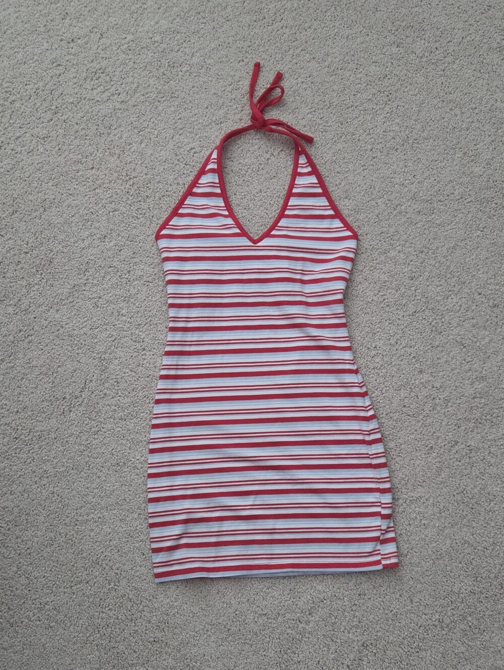 Striped Red, White & Blue Halter Mini Dress